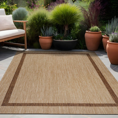 Tapis Beverly Rug moderne à bordures pour intérieur et extérieur, tapis d'extérieur pour patio, terrasse, porche