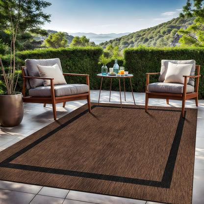 Tapis Beverly Rug moderne à bordures pour intérieur et extérieur, tapis d'extérieur pour patio, terrasse, porche