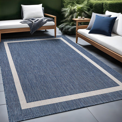 Tapis Beverly Rug moderne à bordures pour intérieur et extérieur, tapis d'extérieur pour patio, terrasse, porche
