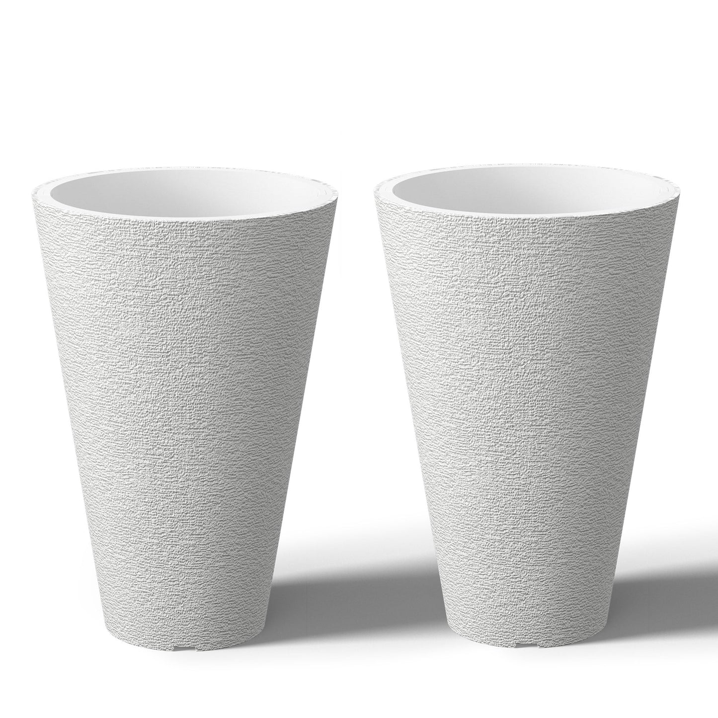 Ensemble de 2 grands pots ronds en plastique noir pour fleurs d'intérieur et d'extérieur