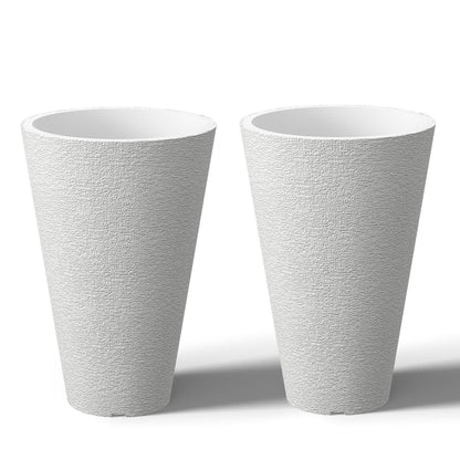 Ensemble de 2 grands pots ronds en plastique noir pour fleurs d'intérieur et d'extérieur