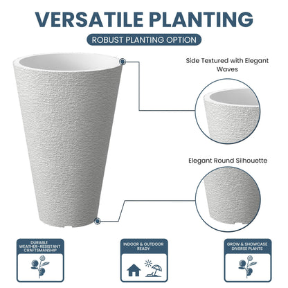 Ensemble de 2 grands pots ronds en plastique noir pour fleurs d'intérieur et d'extérieur