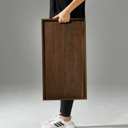 Plateau de service rectangulaire KINWELL en bois de noyer noir, style ottoman