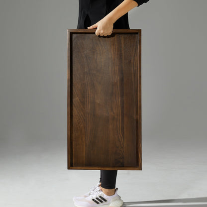 Plateau de service rectangulaire KINWELL en bois de noyer noir, style ottoman
