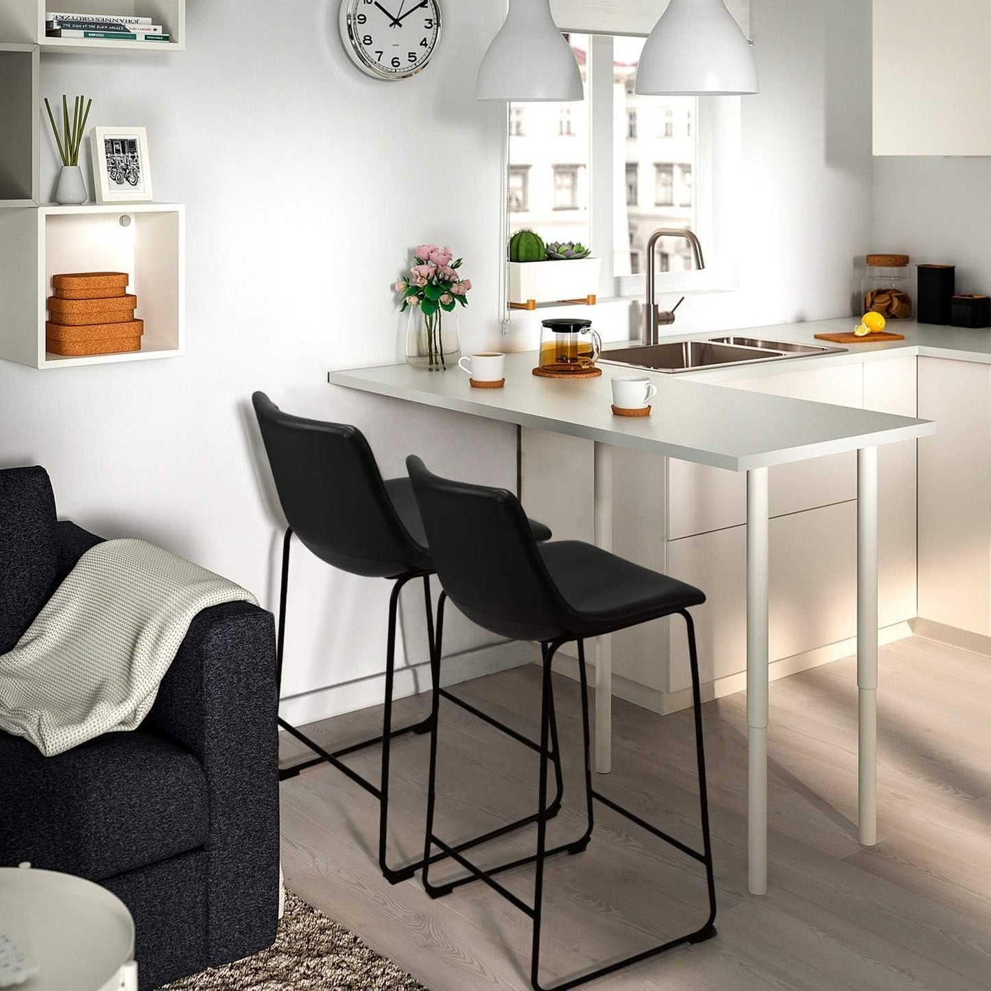 Tabourets de bar Bossin 18/26/30 pouces, tabourets de bar hauteur comptoir avec dossier, tabourets modernes en cuir PU, chaise de salle à manger avec repose-pieds