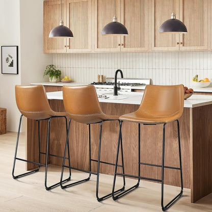 Tabourets de bar Bossin 18/26/30 pouces, tabourets de bar hauteur comptoir avec dossier, tabourets modernes en cuir PU, chaise de salle à manger avec repose-pieds