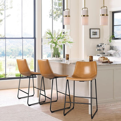 Tabourets de bar Bossin 18/26/30 pouces, tabourets de bar hauteur comptoir avec dossier, tabourets modernes en cuir PU, chaise de salle à manger avec repose-pieds