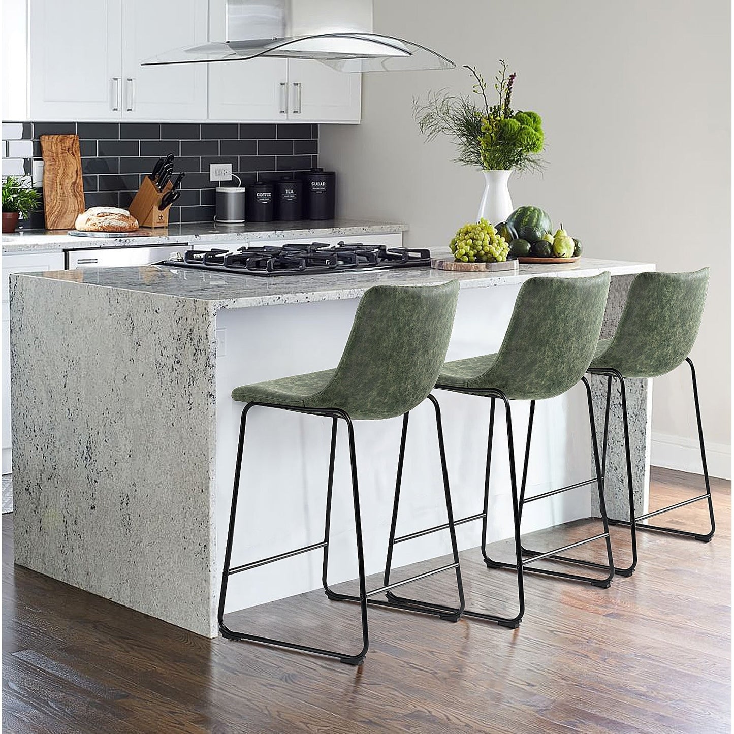 Tabourets de bar Bossin 18/26/30 pouces, tabourets de bar hauteur comptoir avec dossier, tabourets modernes en cuir PU, chaise de salle à manger avec repose-pieds