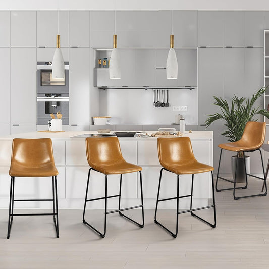 Tabourets de bar Bossin 18/26/30 pouces, tabourets de bar hauteur comptoir avec dossier, tabourets modernes en cuir PU, chaise de salle à manger avec repose-pieds