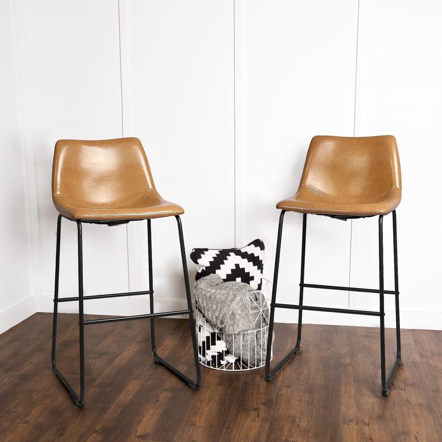 Tabourets de bar Bossin 18/26/30 pouces, tabourets de bar hauteur comptoir avec dossier, tabourets modernes en cuir PU, chaise de salle à manger avec repose-pieds