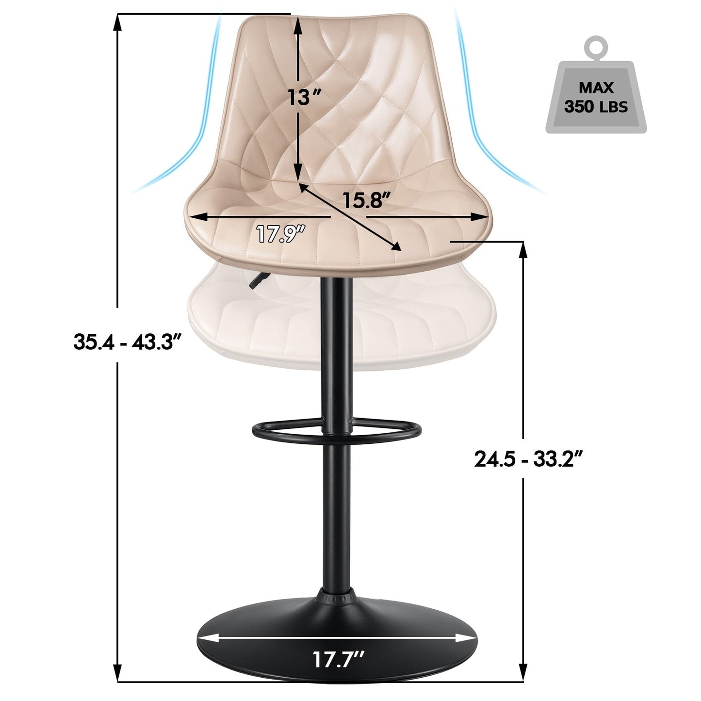 Tabourets de bar pivotants et réglables Bossin avec dossier – Hauteur comptoir