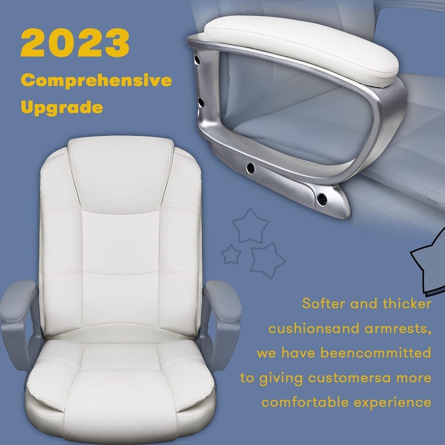 Fauteuil de bureau Bossin pour grandes tailles, dossier haut, fauteuil de direction ergonomique réglable en cuir, capacité 181 kg (400 lbs)