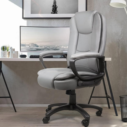 Fauteuil de bureau Bossin pour grandes tailles, dossier haut, fauteuil de direction ergonomique réglable en cuir, capacité 181 kg (400 lbs)