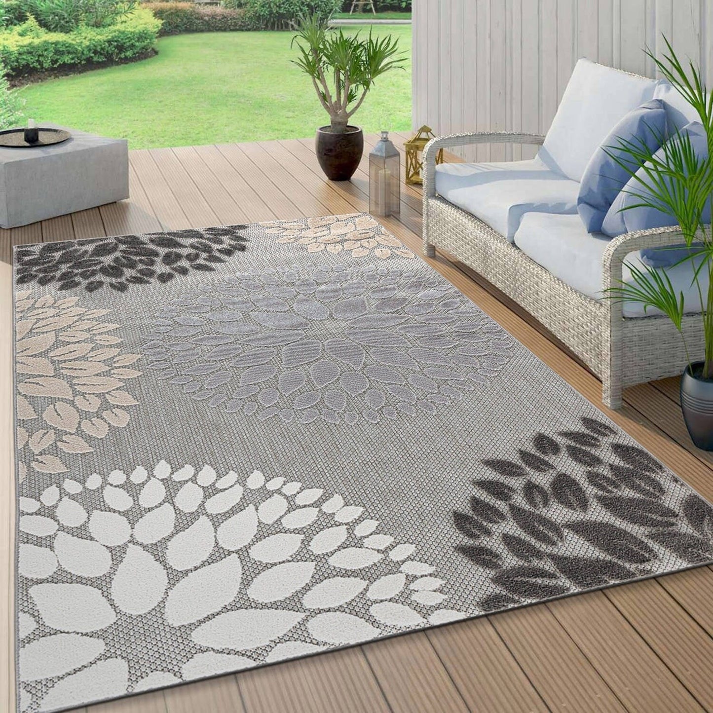 Tapis d'intérieur/extérieur Brescia à motifs floraux modernes