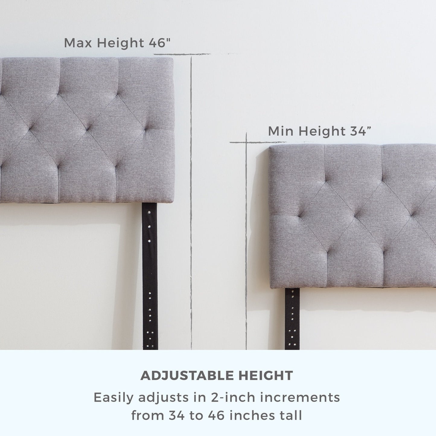 Tête de lit capitonnée réglable Brookside Kaylee, motif carré et losange