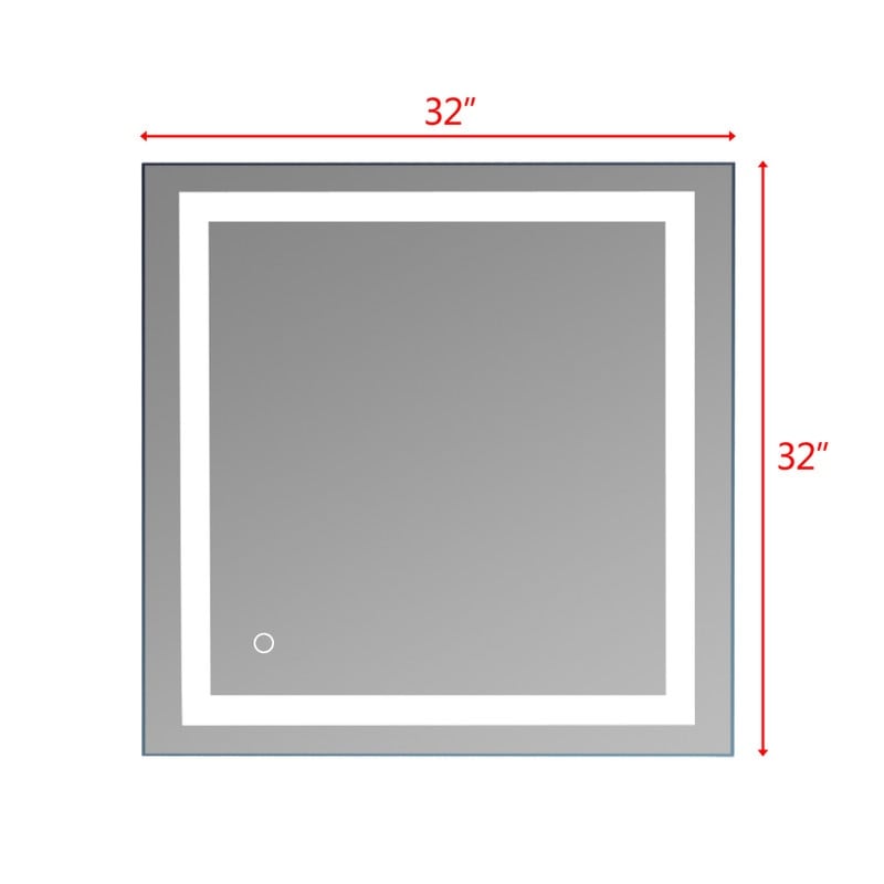 Miroir de salle de bain tactile à LED avec bande lumineuse intégrée argentée