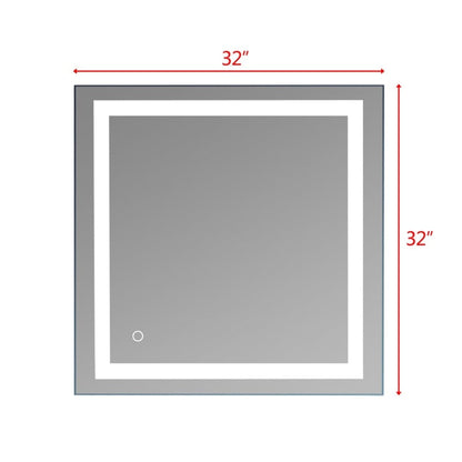 Miroir de salle de bain tactile à LED avec bande lumineuse intégrée argentée