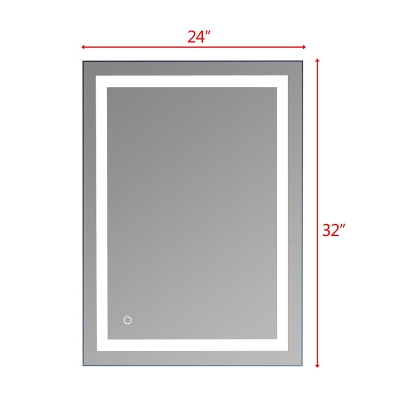 Miroir de salle de bain tactile à LED avec bande lumineuse intégrée argentée