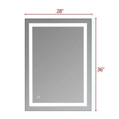 Miroir de salle de bain tactile à LED avec bande lumineuse intégrée argentée