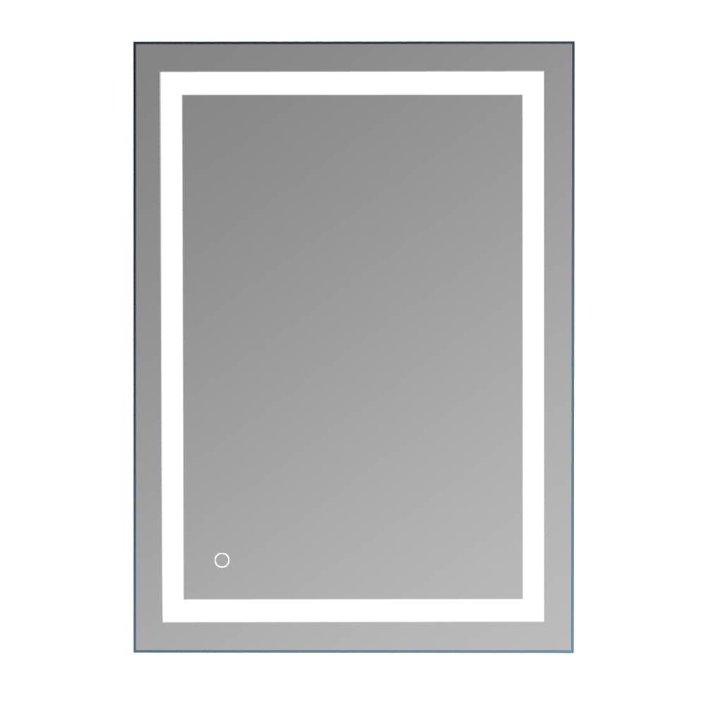 Miroir de salle de bain tactile à LED avec bande lumineuse intégrée argentée