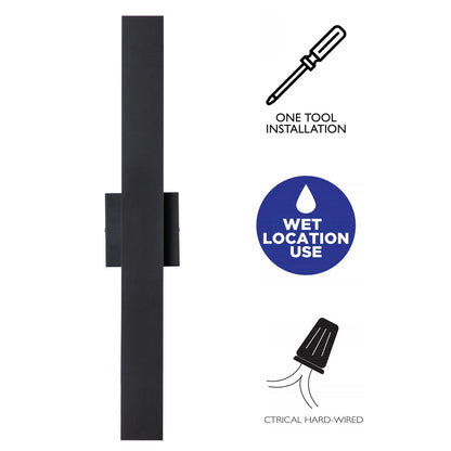 Applique murale extérieure LED en aluminium noir mat à 2 lumières C Cattleya