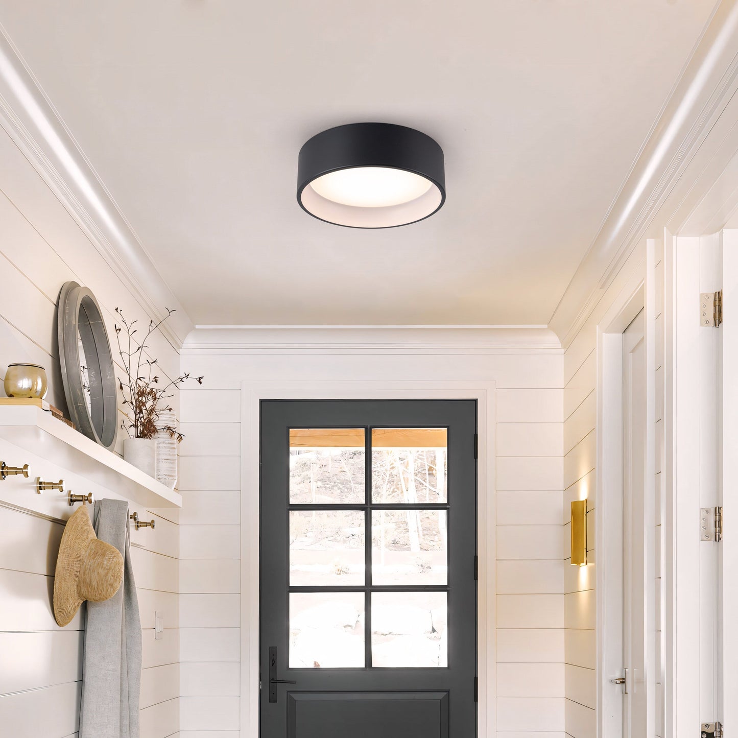 Plafonnier encastré à DEL intégré C Cattleya noir et imitation bois 3CCT