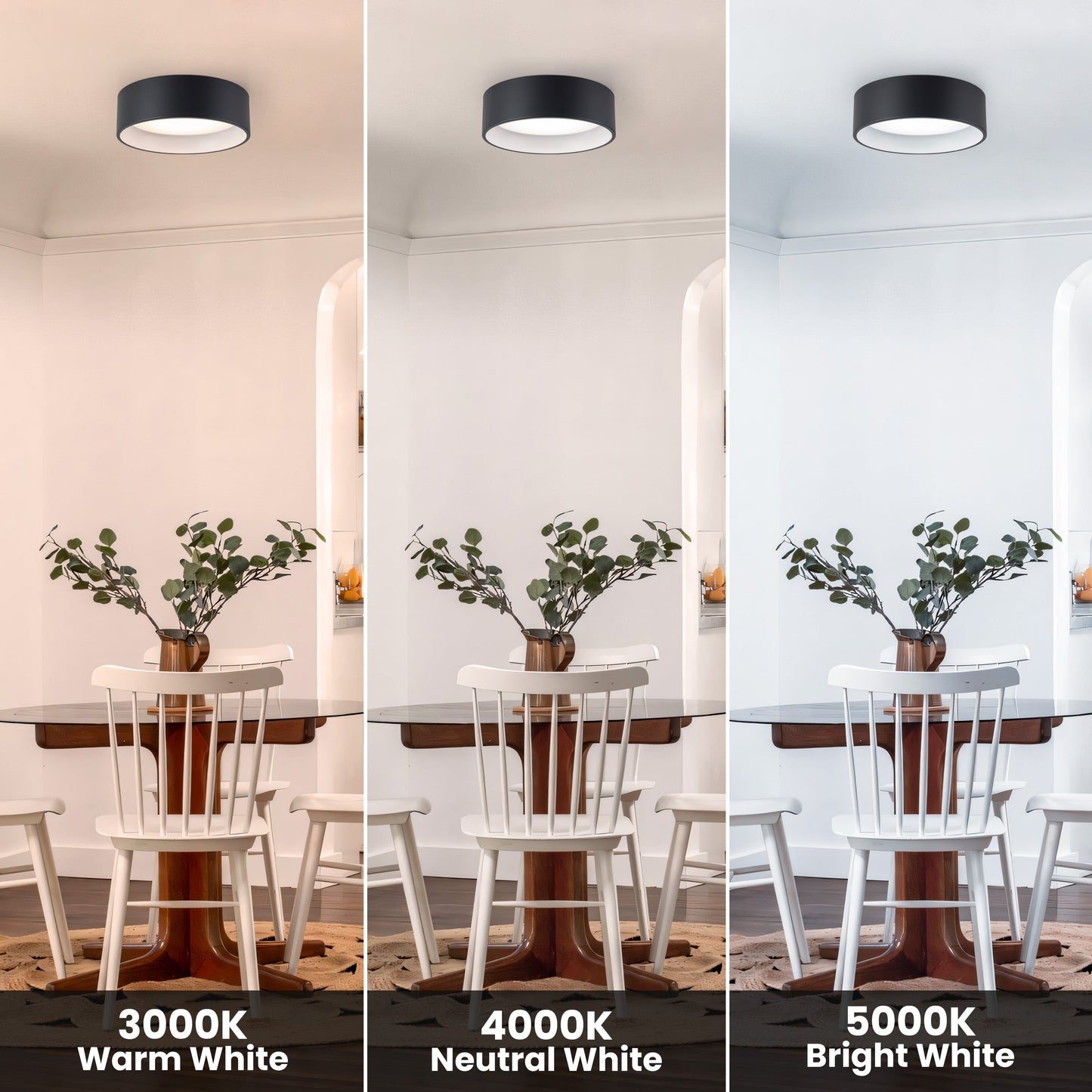 Plafonnier encastré à DEL intégré C Cattleya noir et imitation bois 3CCT