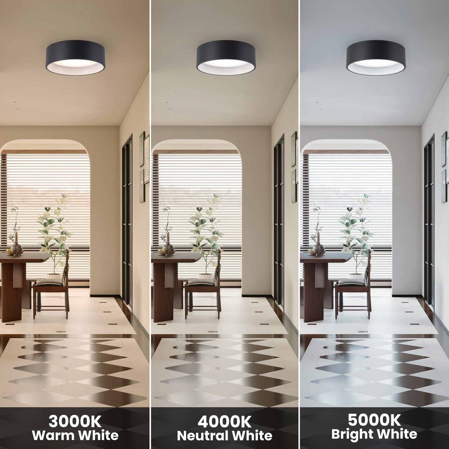 Plafonnier encastré à DEL intégré C Cattleya noir et imitation bois 3CCT