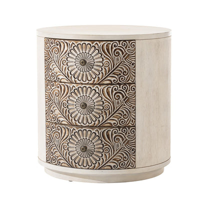 Table de chevet en bois massif marron vintage, motif COSIEST, avec tiroirs