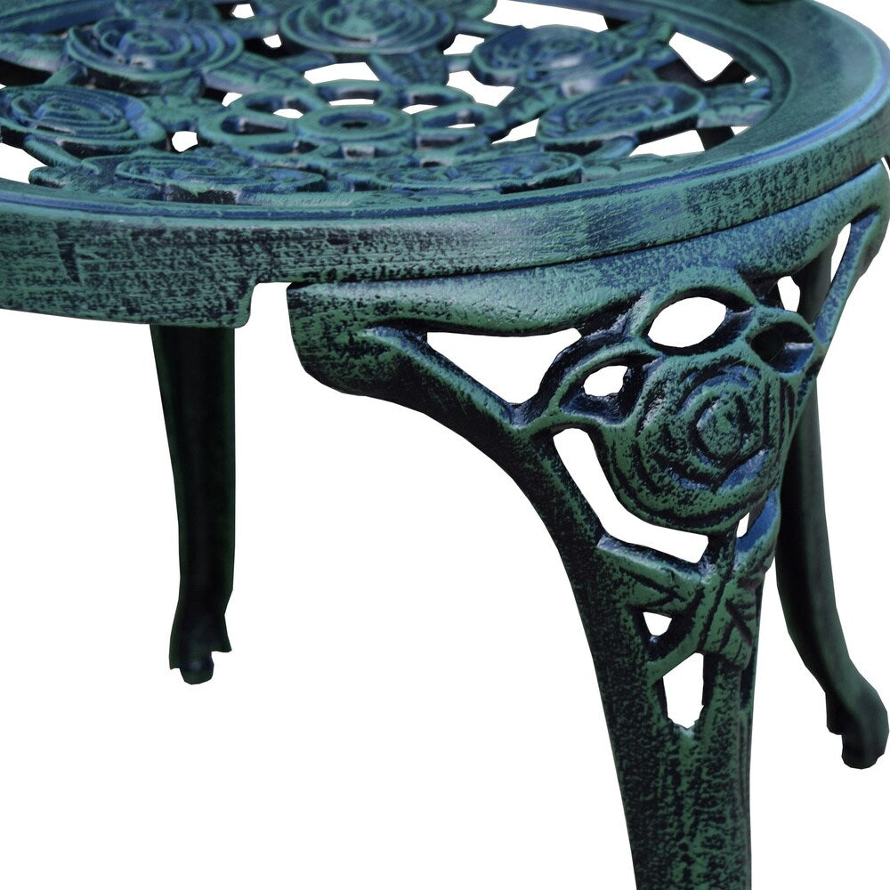 Ensemble bistro 3 pièces Camellia en fonte d'aluminium vert Verdi avec table et 2 chaises