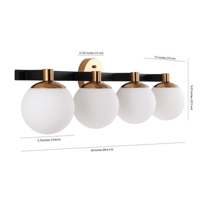 Meuble-lavabo moderne et contemporain Cecil Globe en métal et verre dépoli avec éclairage LED, par JONATHAN Y