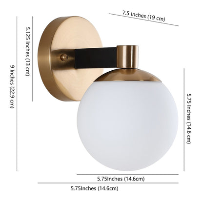Meuble-lavabo moderne et contemporain Cecil Globe en métal et verre dépoli avec éclairage LED, par JONATHAN Y