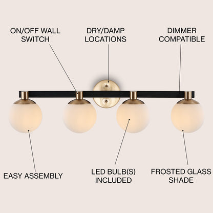 Meuble-lavabo moderne et contemporain Cecil Globe en métal et verre dépoli avec éclairage LED, par JONATHAN Y