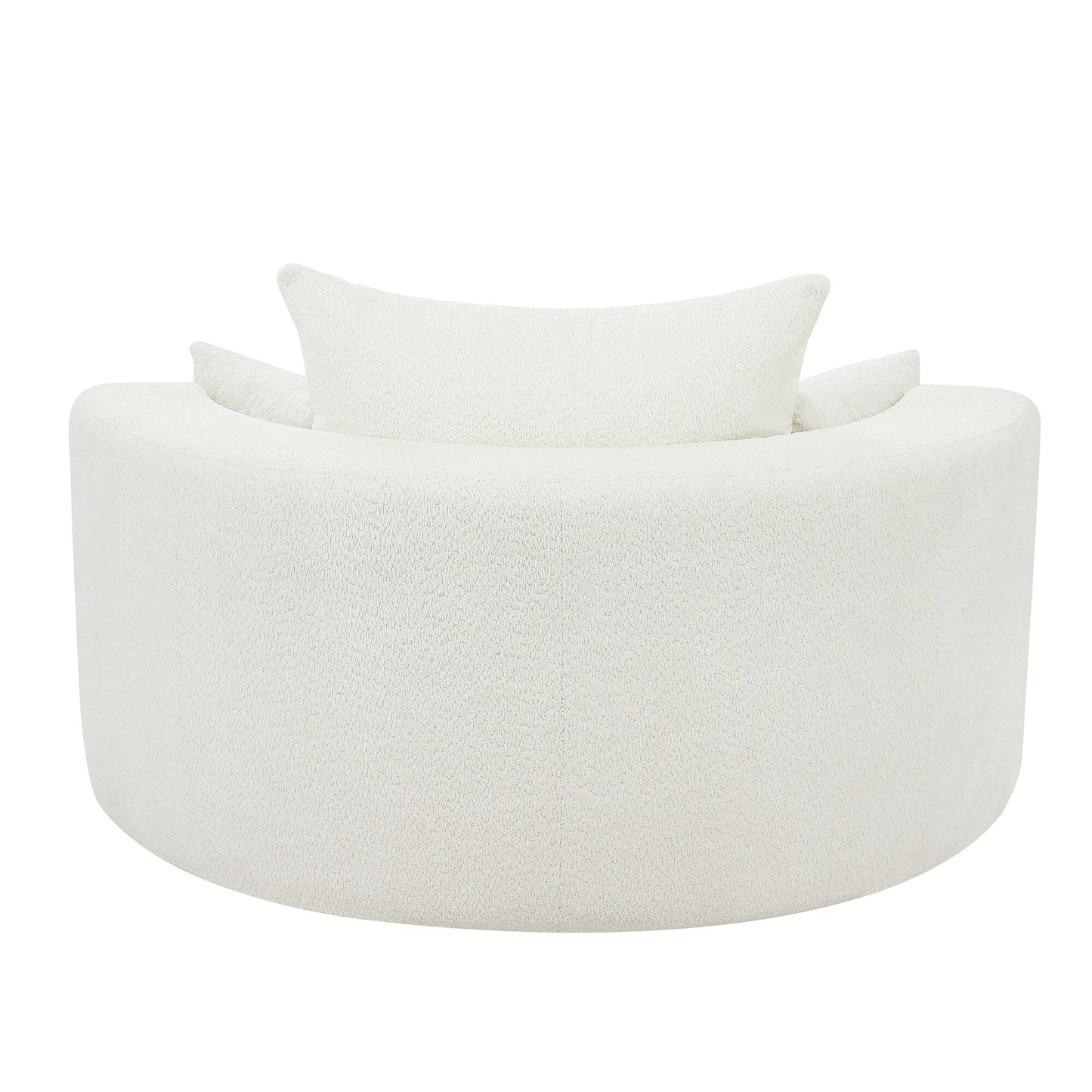 Fauteuil d'appoint en chenille, fauteuil rond avec base pivotante à 360 degrés et 3 coussins amovibles