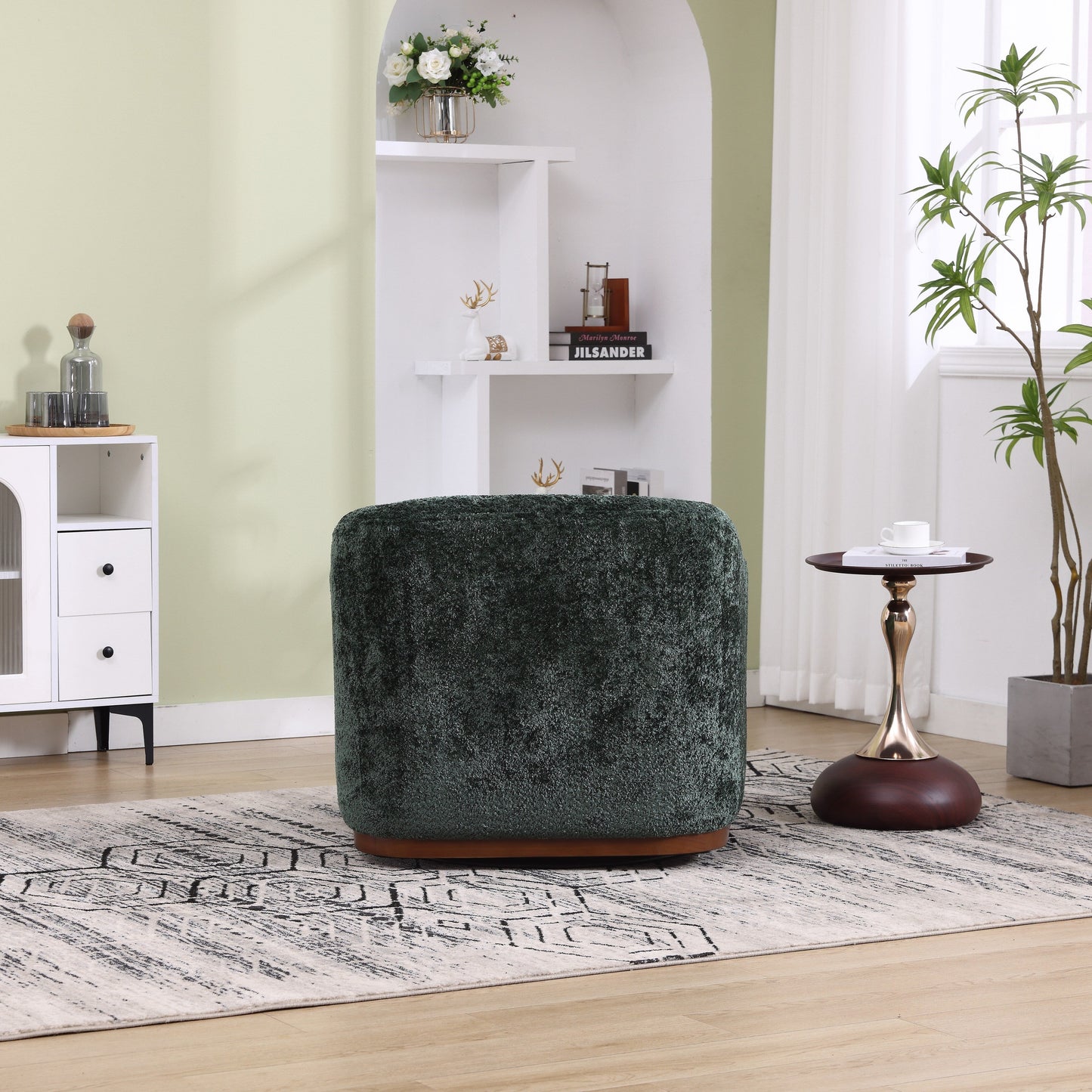 Fauteuil pivotant en chenille, canapé d'appoint confortable à 360 degrés pour salon, chambre et bureau avec coussin amovible