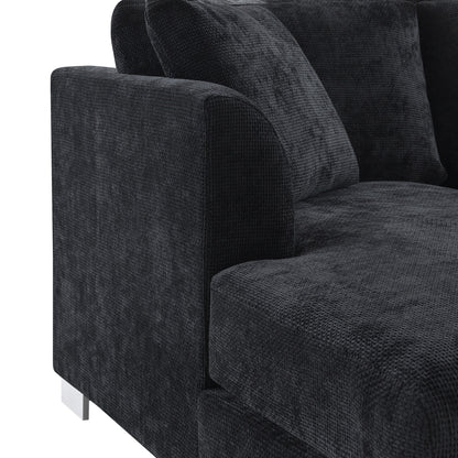 Canapé sectionnel Cloud, ensemble de canapés de luxe en forme de L avec 2 oreillers gratuits, mobilier d'intérieur 4 places en chenille avec méridienne surdimensionnée