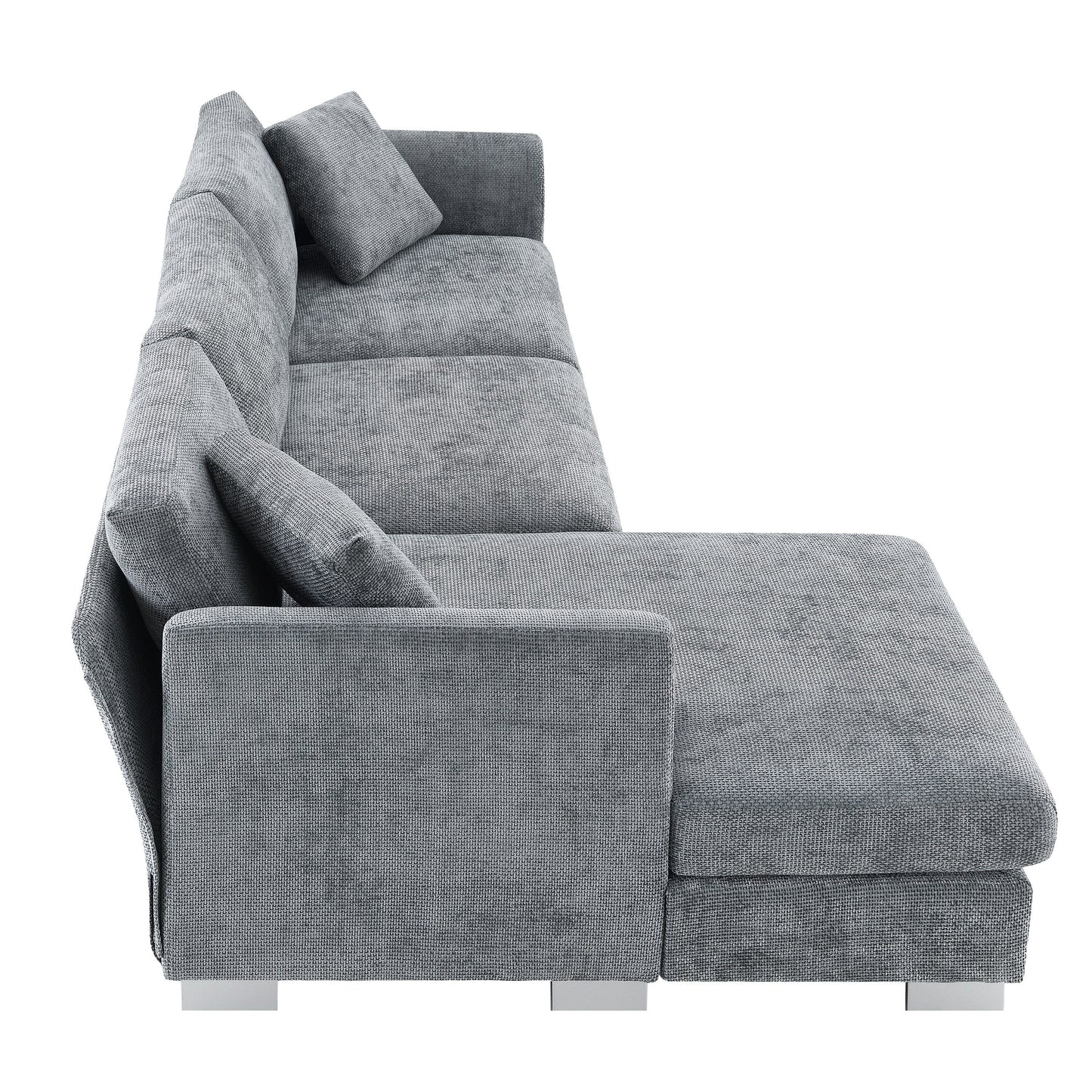 Canapé sectionnel Cloud, ensemble de canapés de luxe en forme de L avec 2 oreillers gratuits, mobilier d'intérieur 4 places en chenille avec méridienne surdimensionnée