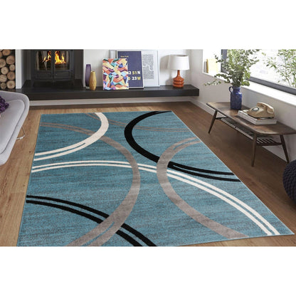 Tapis contemporain à motif de cercles abstraits, collection World Rug Gallery