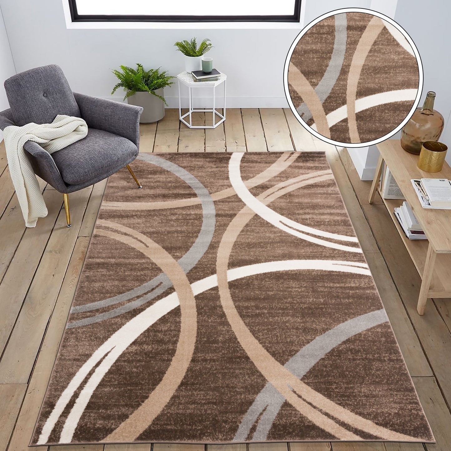 Tapis contemporain à motif de cercles abstraits, collection World Rug Gallery