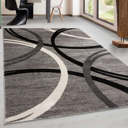 Tapis contemporain à motif de cercles abstraits, collection World Rug Gallery