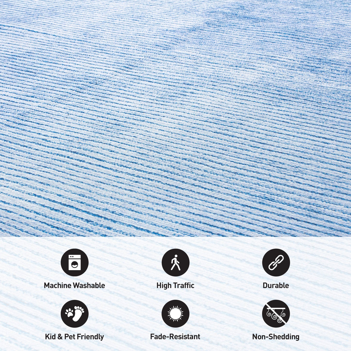 Tapis contemporain à rayures usées lavable en machine