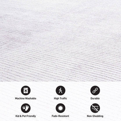 Tapis contemporain à rayures usées lavable en machine