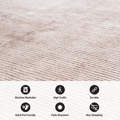 Tapis contemporain à rayures usées lavable en machine