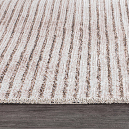 Tapis contemporain à rayures usées lavable en machine