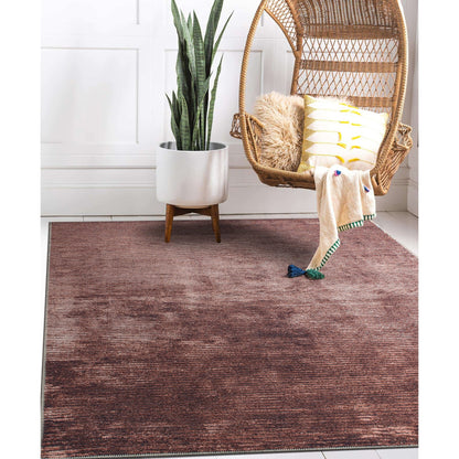 Tapis contemporain à rayures usées lavable en machine
