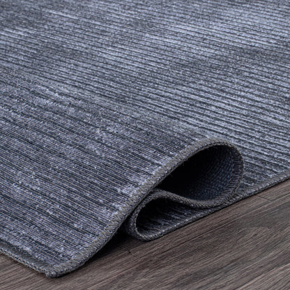 Tapis contemporain à rayures usées lavable en machine