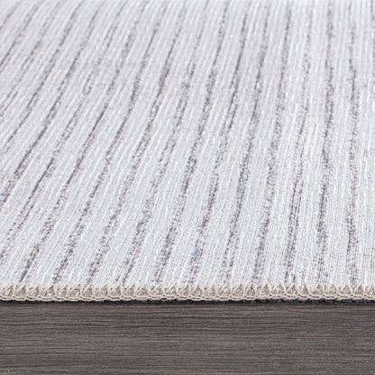 Tapis contemporain à rayures usées lavable en machine