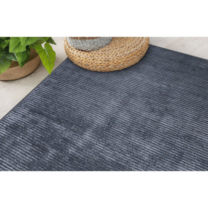 Tapis contemporain à rayures usées lavable en machine