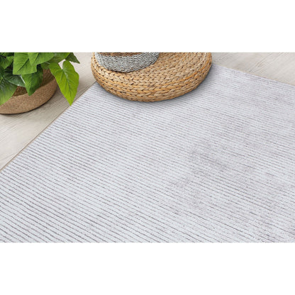 Tapis contemporain à rayures usées lavable en machine