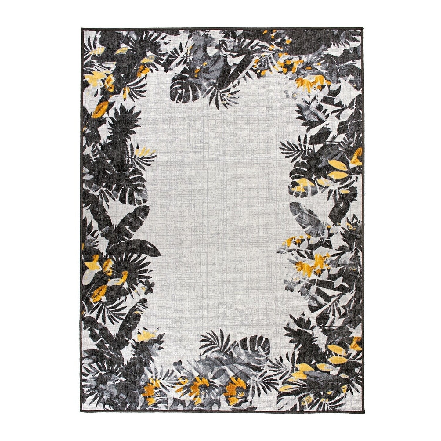 Tapis d'intérieur/extérieur à bordure florale contemporaine